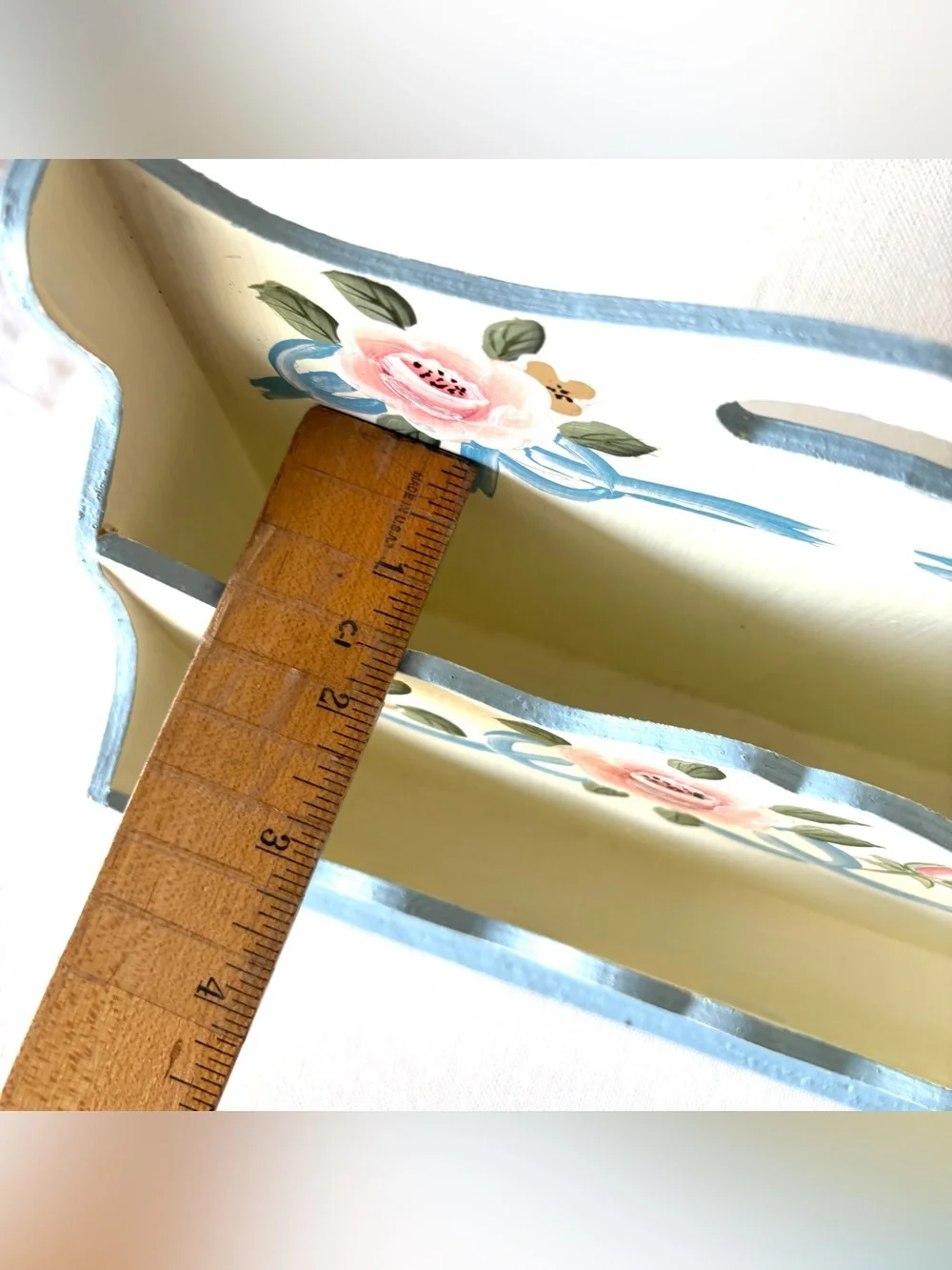 Letter Organizer Scalloped Wood Hand Painted Cottagecore Floral Vintage Organize